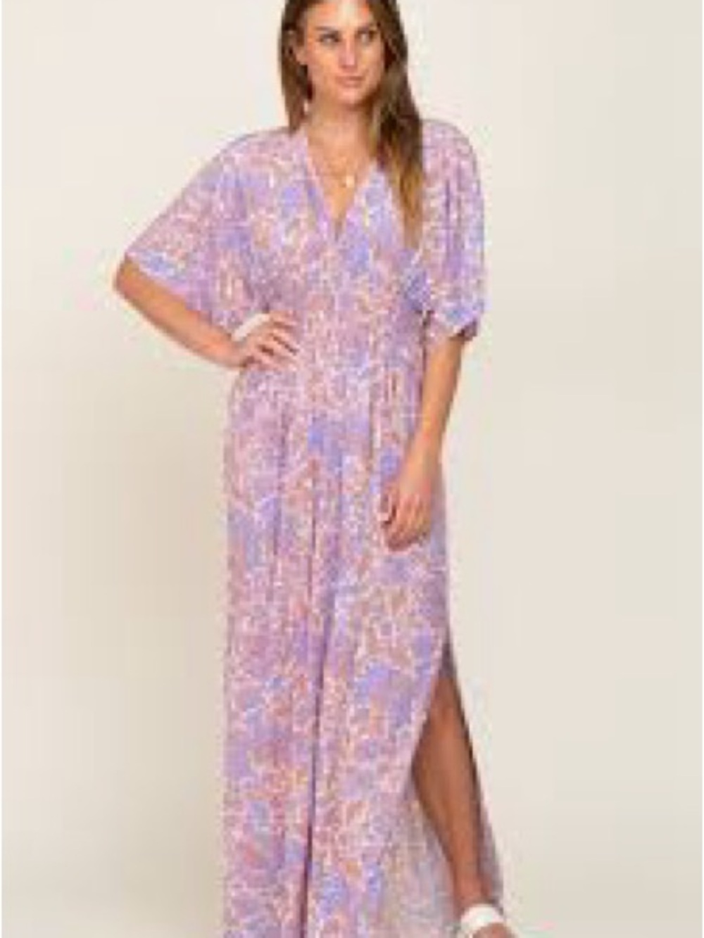 🎉SALE!!! lovestitch Lavender and Peach Floral Maxi Dress